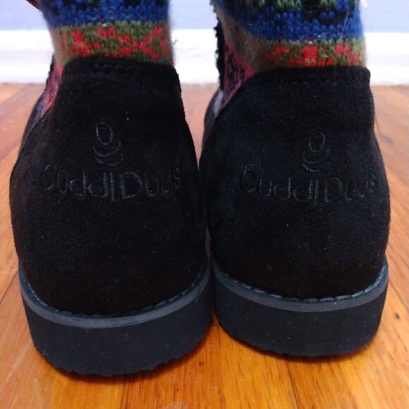 Cuddl Duds Sherpa Lined Slippers Booties NWT 9.5 Wide Fair Isle Multicolor Cozy - Picture 6 of 9